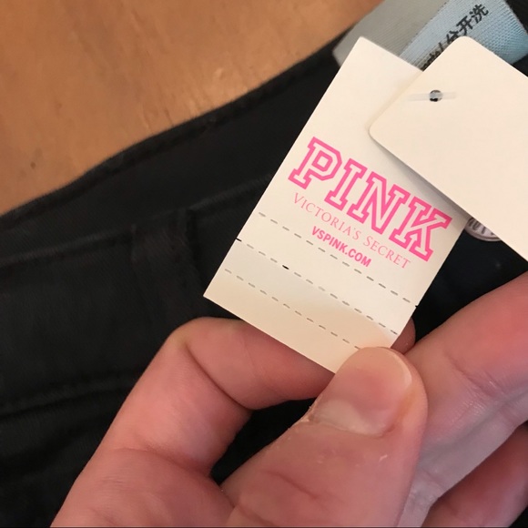 NWT Victorias Secret PINK High Waisted Black Jean Shorts - Picture 6 of 9